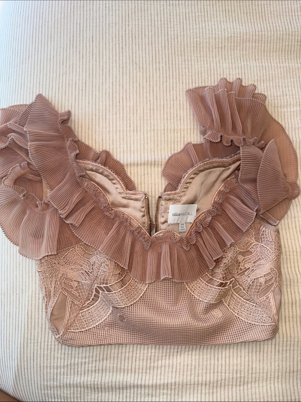 Alice McCall ‘Signed Sealed’ Ruffle Lace Top in Blush - Picture 1 of 11